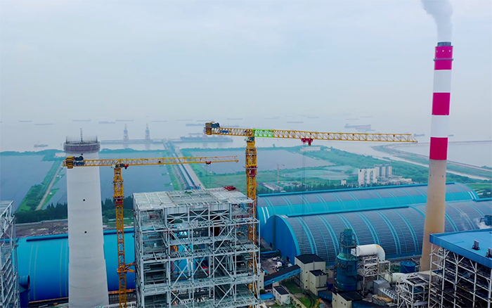 双塔合璧！华能太仓电厂项目鉴黑担保网超大塔显身手